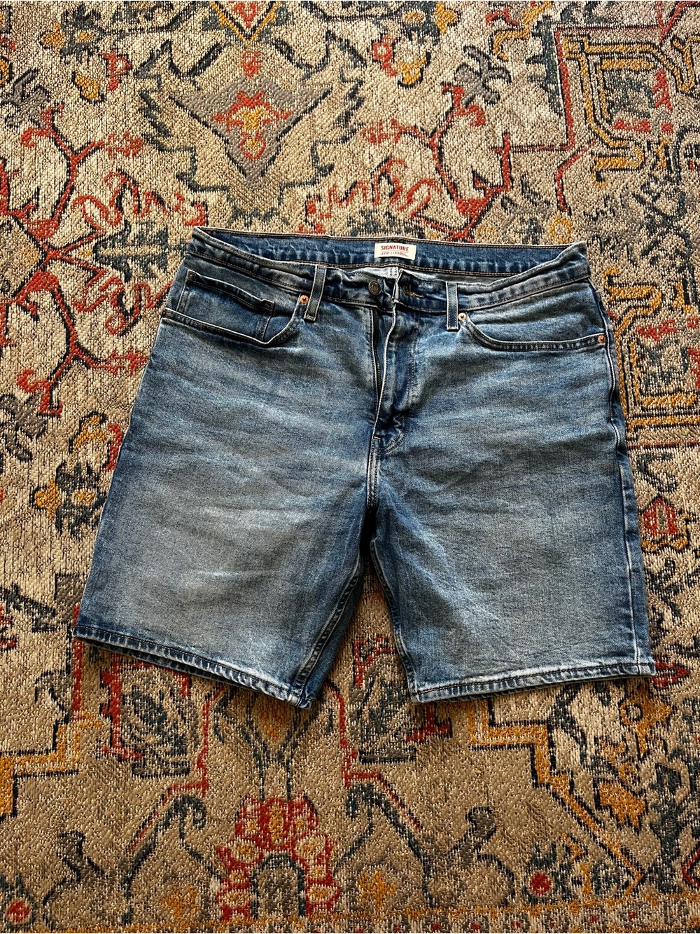 Signature by Levi Strauss Men's Washed Denim Jean Shorts - Blue